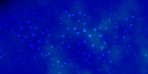 Dark BLUE vector template with neon stars. Colorful illustration in abstract style with gradient stars. Best design for your ad, poster, banner.