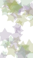 Multicolored translucent stars on a white background. Green tones. 3D illustration