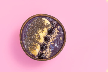 Superfood blackberry avocado smoothie bowl