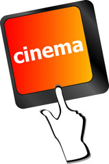 Business concept. Cinema key on the computer keyboard