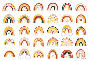Baby rainbow. Vector Illustration. Nursery pattern in hand drawn scandinavian style. Texture for fabric, textile, wrapping and wallpaper.