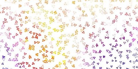 Light pink, yellow vector texture with memphis shapes.