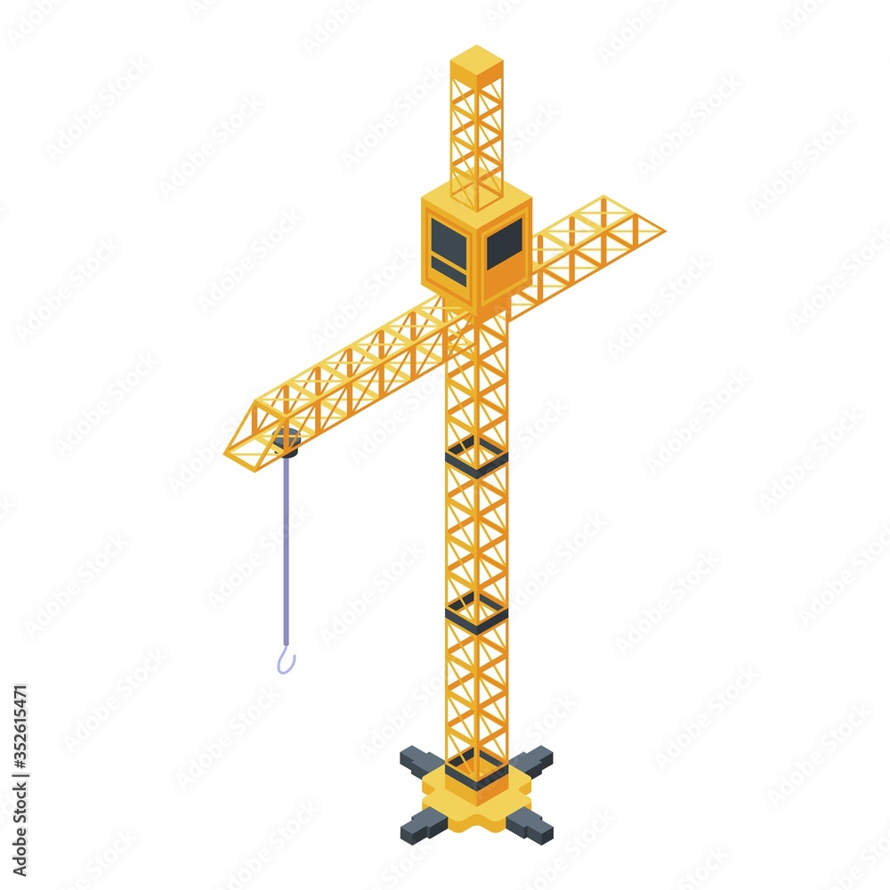 Poster building crane icon. isometric of building crane vector icon for web design isolated on white backgr