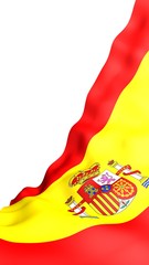 The flag of Spain. Official state symbol of the Kingdom of Spain. Concept: web, sports pages, language courses, travelling, design elements. 3d illustration