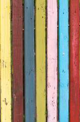 close-up photo of multicolored old fences