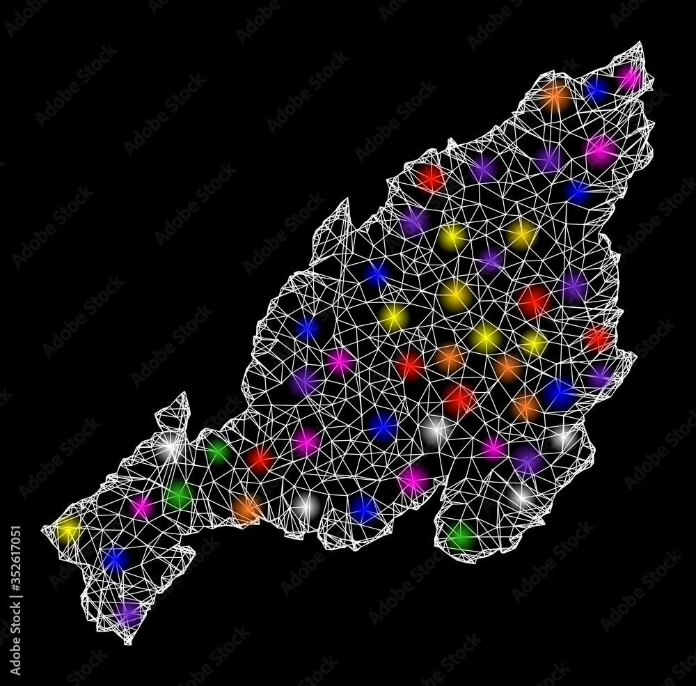 Poster web mesh vector map of nagaland state with glare effect on a black background. abstract lines, light