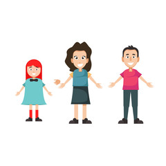 Happy family. Father, mother,  daughter together. Vector illustration of a flat design, isolated on white background