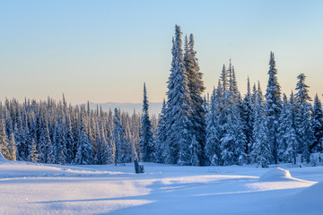 Scenic view of landscape at ski resort, Sun Peaks Resort, Sun Peaks, British Columbia, Canada