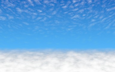 Fototapeta premium Blue sky background with white clouds. Cumulus white clouds in the clear blue sky in the morning. 3D illustration