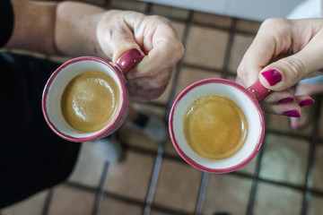pouring coffee into a cup