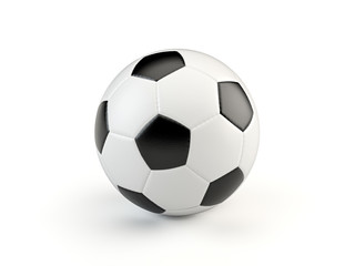 Fototapeta premium Black and white vintage style soccer ball isolated on white background