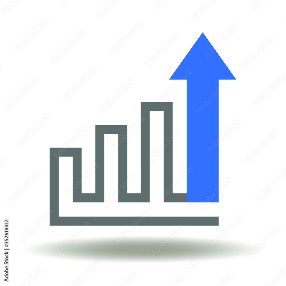 Poster chart growth icon vector. analysis data statistics report logo.