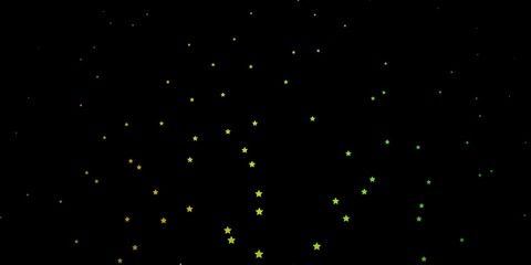 Dark Green, Yellow vector background with small and big stars. Shining colorful illustration with small and big stars. Pattern for wrapping gifts.