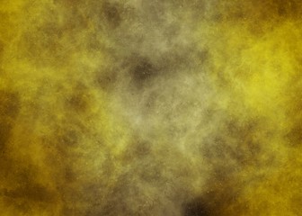 Abstract illustration of golden nebula smoke on black background