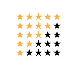 Stars rating with 5 position. Feedback concept. Concumer rating. Eps10