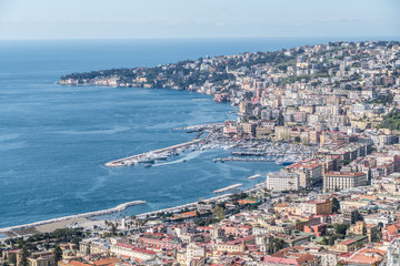 Aerial view of Naples, Mergellina district and Posillipo