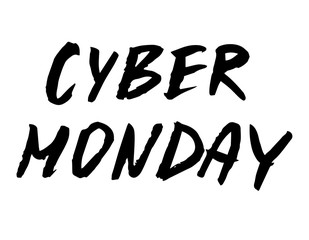 Cyber Monday hand drawn lettering sign. Vector. For design advertising, posters, banners, cards .online shopping sale, discounts.