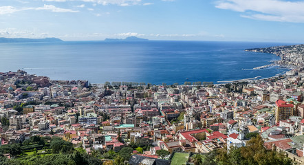 Naklejka premium Aerial view of Naples and his gulf with Capri