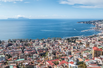 Fototapeta na wymiar Aerial view of Naples and his gulf with Capri
