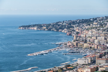 Aerial view of Naples, Mergellina district and Posillipo