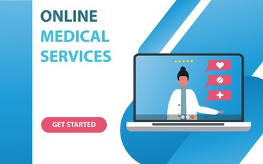 Vector illustration of online medical services banner
