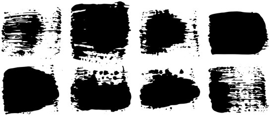 Fototapeta premium Black paint brush strokes, dirty inked grunge art brushes. Creative sketch brush stroke, illustration of brush stain line