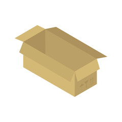 Isometric style icon. Parcel open box icon. Cardboard packaging vector illustration isolated on white background.