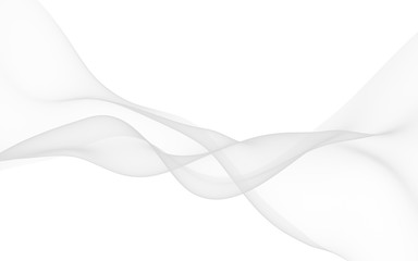 White abstract background. Fluttering white scarf. Waving on wind white fabric. 3D illustration