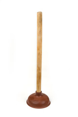 Rubber plunger with a long wooden handle
