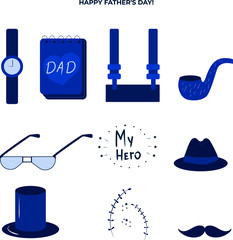 vector  set icons illustration of Happy Father's Day holiday