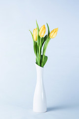 Vaso bianco con tulipani gialli