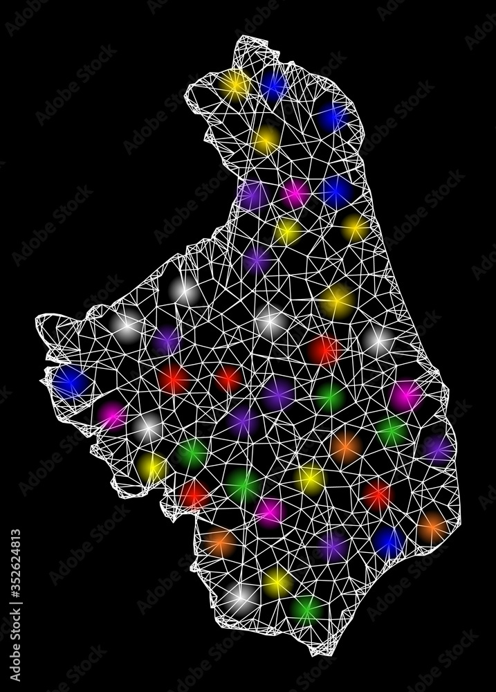 Aufkleber web mesh vector map of podlasie province with glare effect on a black background. abstract lines, li