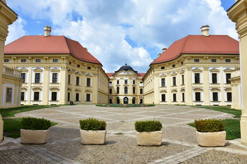 Slavkov castle during coronavirus time,Czech republic