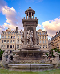 Fototapeta premium The fountain on Place des Jacobins in the heart of Lyon, France.
