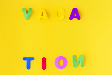 Colorful letters forming the word vacation