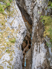 Höllentalklamm nature scene with a deep canyon in Bavaria Country