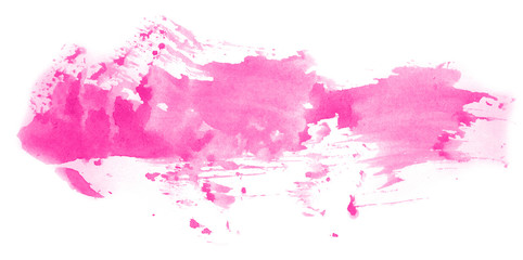 Abstract watercolor background hand-drawn on paper. Volumetric smoke elements. Pink color. For design, web, card, text, decoration, surfaces.