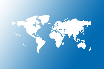 Landkarte der Erde vor einem blauen Hintergrund