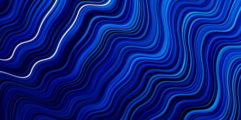 Dark BLUE vector template with curved lines. Colorful illustration in abstract style with bent lines. Pattern for commercials, ads.