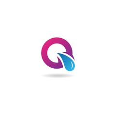 initial q with water logo design vector template
