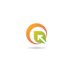 initial q with arrow logo design vector template