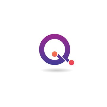 initial q with tech logo design vector template