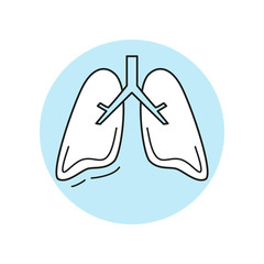 Human lungs medical icon in flat design.