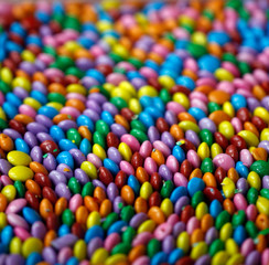 Fundo panorâmico de  balas coloridas