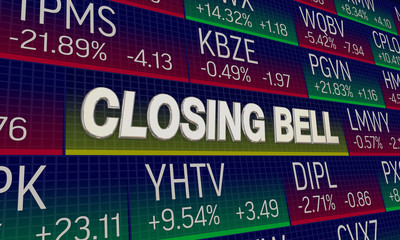 Closing Bell Stock Market Exhange Share Prices Final Results 3d Illustration
