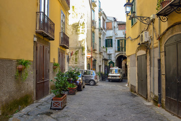 Obraz premium Cozy street in Trastevere, Rome, Europe. Trastevere is a romantic district of Rome