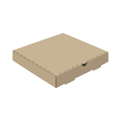 Vector illustration of closed cardboard pizza box isolated on white background