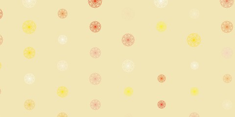 Light orange vector doodle template with flowers.