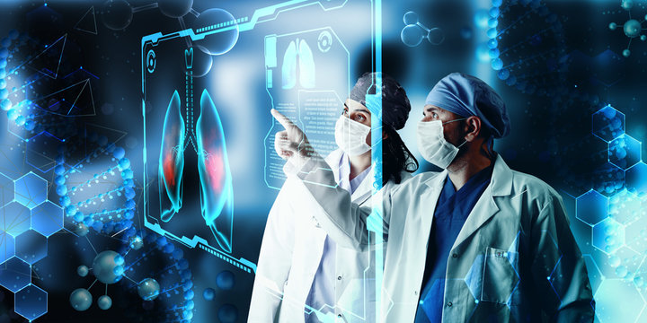 doctors engaged in innovative technology and medical research