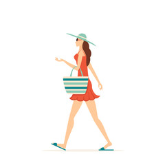 Woman with a Beach Bag and Hat